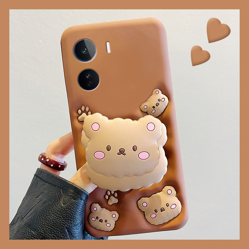 棕色棉花熊适用vivoiqooneo11手机壳iqooneo10立体neo9spro+支架8se尼龙绳7竞速版6可爱5活力版855十iq00软壳