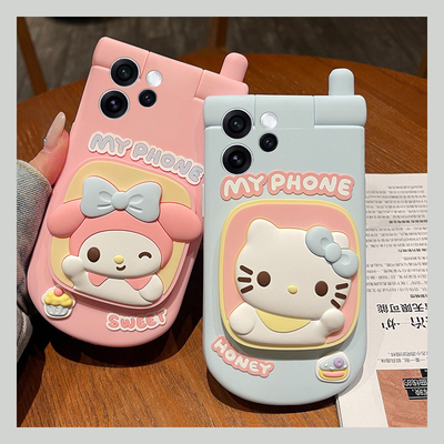 适用opporeno15手机壳reno15pro可爱kt猫por带镜子reon支架oppo立体卡通0ppo美乐蒂补妆镜新款全包防摔保护套