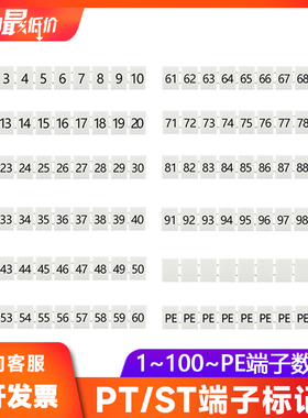 UK/PT/ST端子标记条ZB4/5/6/81-100PE空白2.5UK16N数字号码配件排
