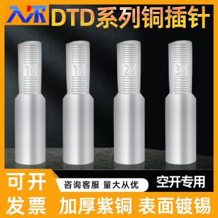35平方小型断路器漏电光伏扁头镀锡端子 空开紫铜插针DTD10