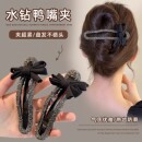 时尚 韩系蝴蝶结镶钻抓夹女气质后脑勺盘发夹新款 鸭嘴夹简约发饰