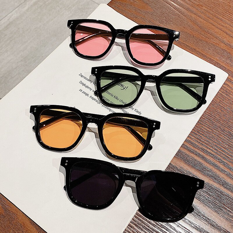 网红同款方形小框墨镜原宿复古海洋片彩色时尚个性拍照太阳镜