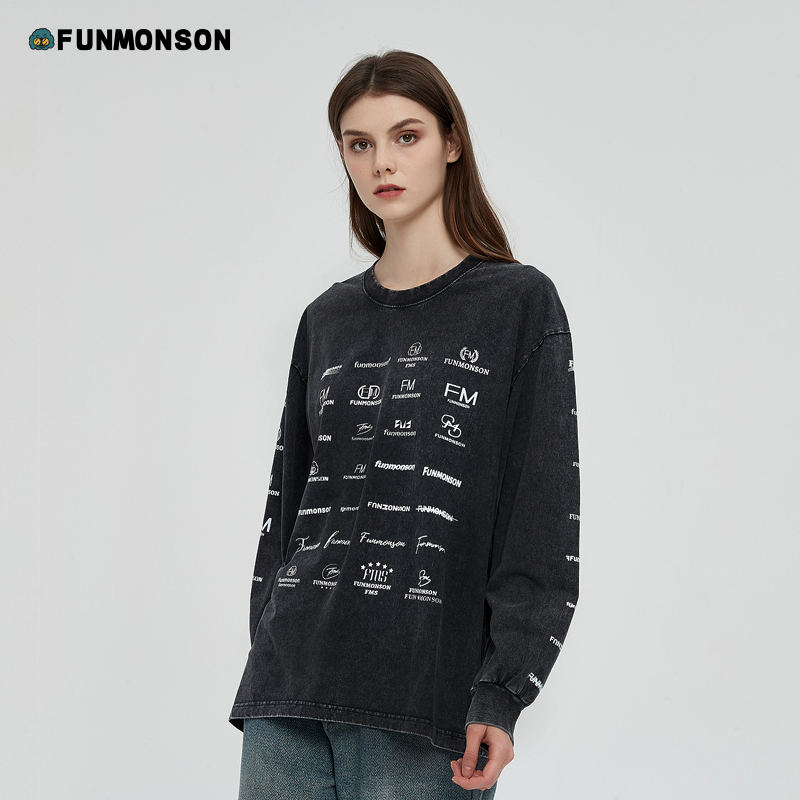 范萌笙FUNMONSON卫衣女2023年秋季新款圆领情侣装套头宽松百搭