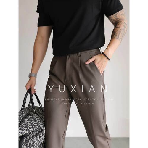 YUXIAN全能硬核易打理抗皱休闲商务西裤长裤修身直筒男士夏四季款