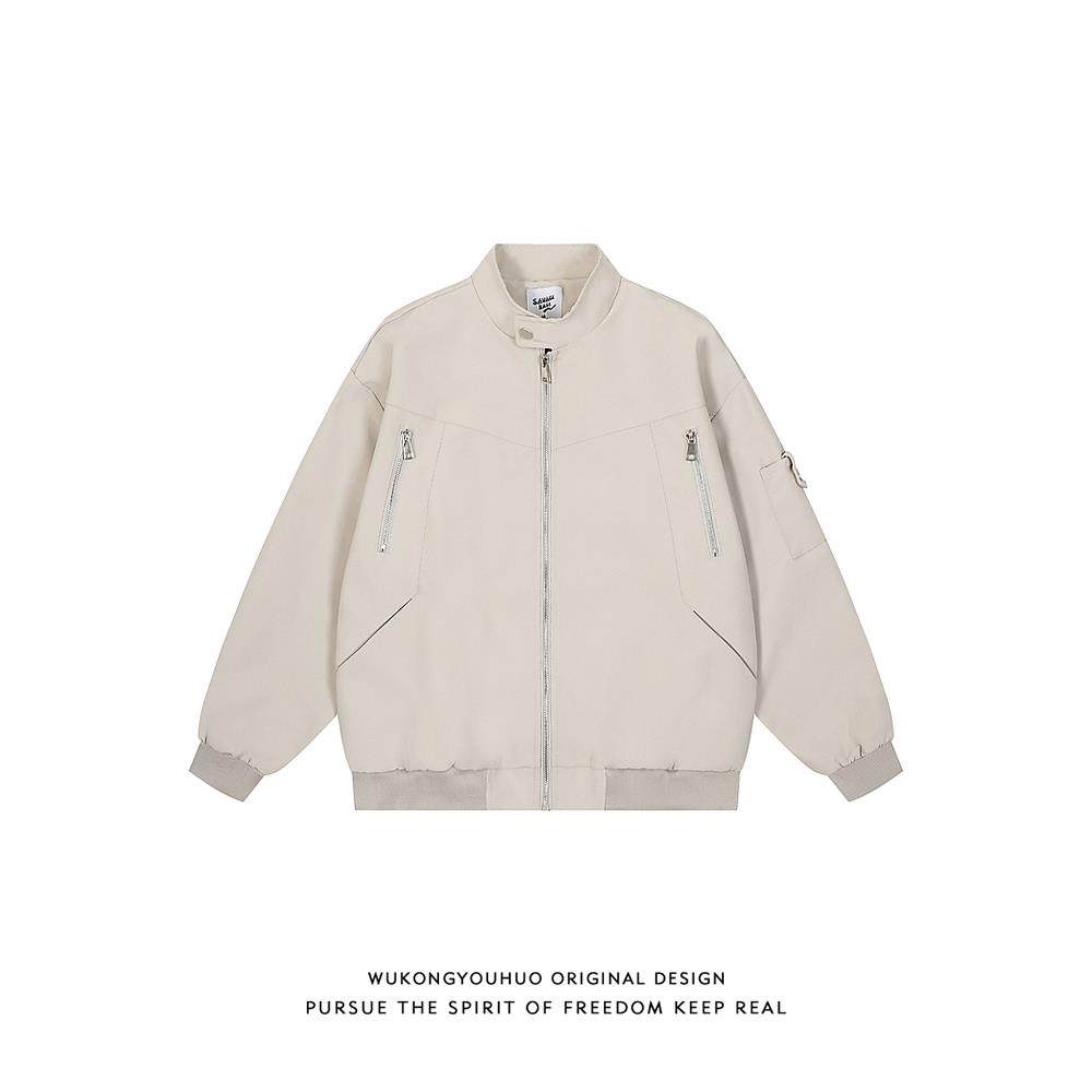 悟空有货美式高街立领工装飞行员夹克男潮牌拉链设计感棒球服外套