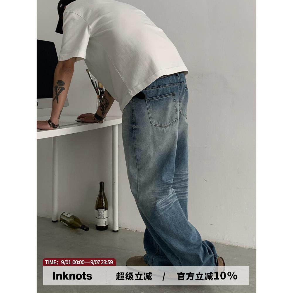 INKNOTS美式复古水洗clean fit直筒牛仔裤男女潮牌宽松休闲长裤,男装,牛仔裤,淘宝优惠券,粉丝福利购,淘宝优惠卷