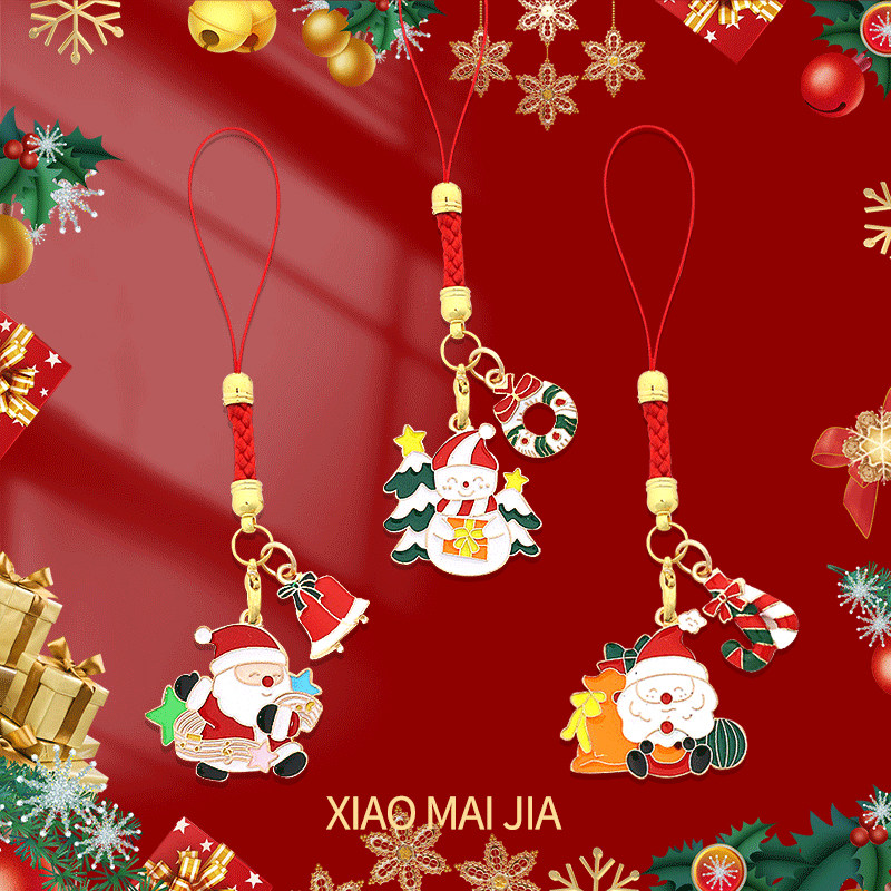 可爱圣诞树老人饰品手机钥匙挂件耳机绳包包配饰节日礼物卡通防丢