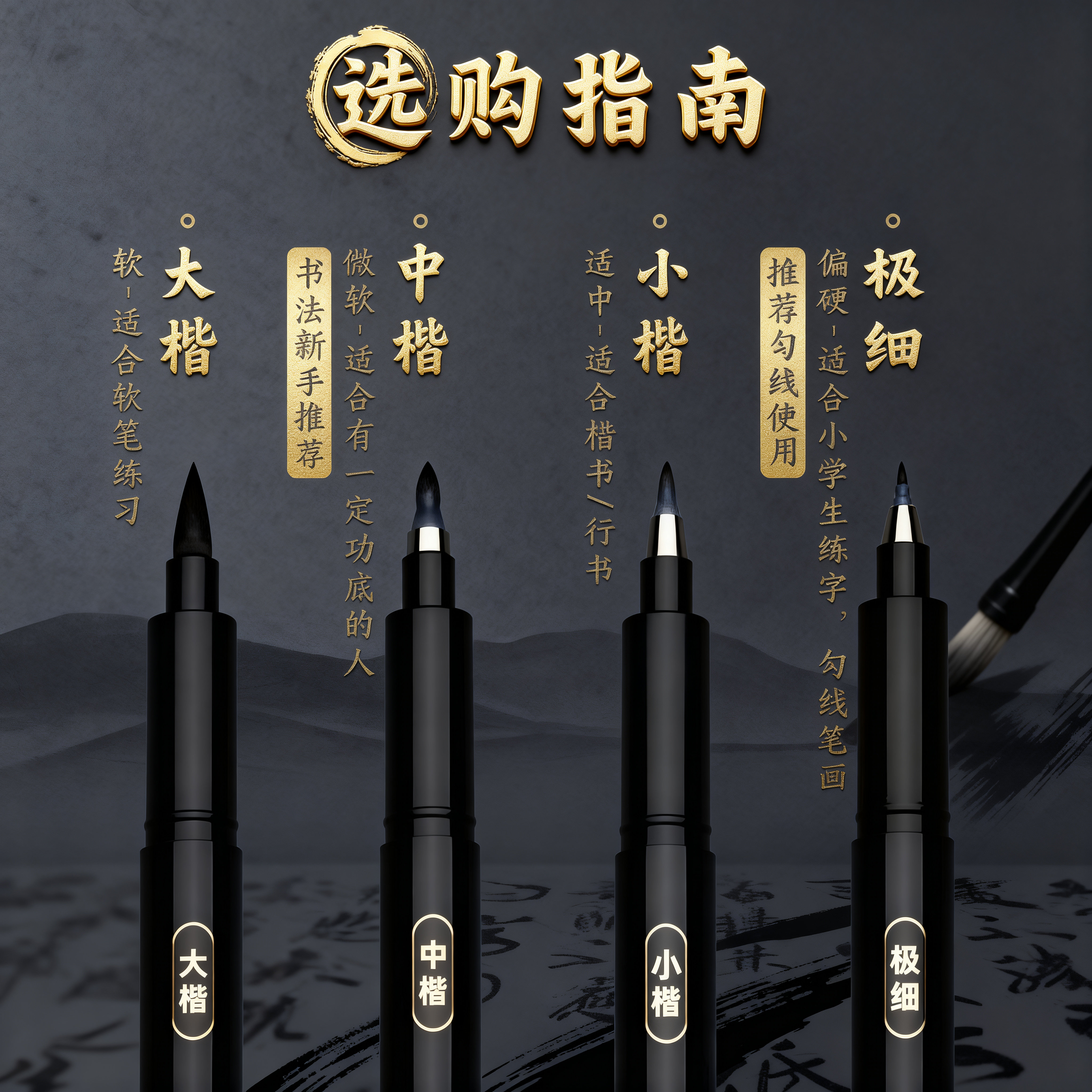 秀丽笔可加墨钢笔式毛笔小楷中楷大楷签名带笔锋学生练字书法专用