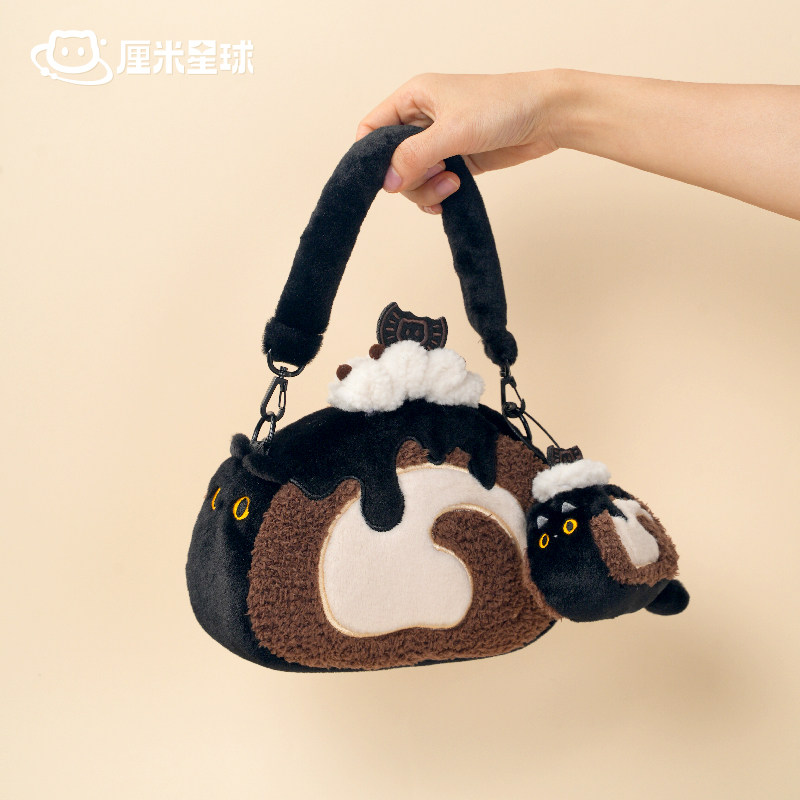 厘米星球猫猫卷可爱黑猫毛绒斜挎痛包单肩手提玩偶包女生日礼物,模玩/动漫/周边/娃圈三坑/桌游,动漫背包/钱包/箱包,淘宝优惠券,粉丝福利购,淘宝优惠卷