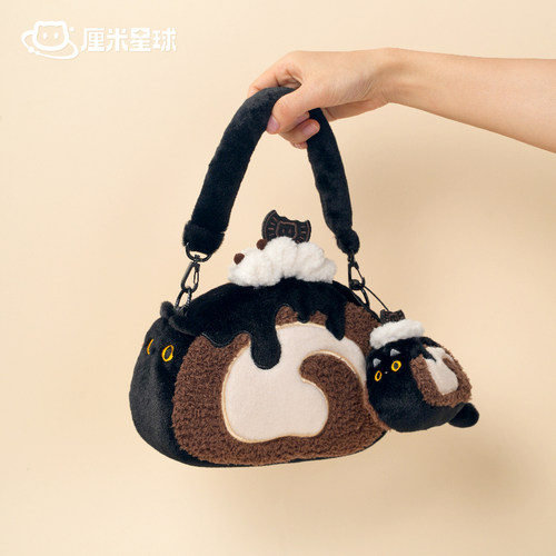 厘米星球猫猫卷单肩手提毛绒包
