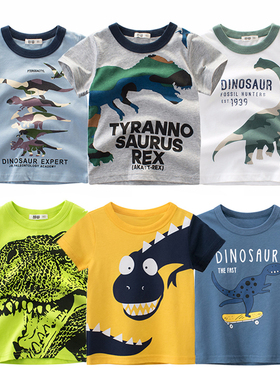 Boys Girls Cartoon T-shirts Kids Dinosaur Print T Shirt For