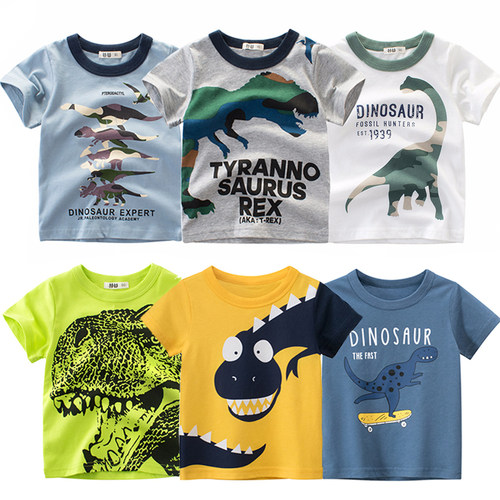 Boys Girls Cartoon T-shirts Kids Dinosaur Print T Shirt For