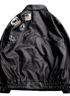 Leather Jacket Men Autumn Fleece Motorcycle PU Leahter Jacke