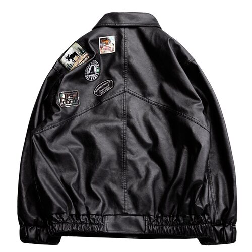 Leather Jacket Men Autumn Fleece Motorcycle PU Leahter Jacke