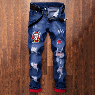 Jeans For Men Fashion Ripped Denim Trousers Biker High Quali