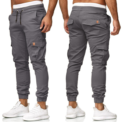 Cargo Pants Men Skinny Jeans Trousers Elastic Waist Drawstri