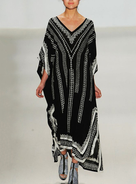 Black Beach Cover Up Plus Size Robe Kaftans Sarong Bathing S