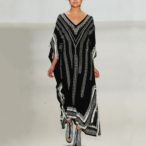 Black Beach Cover Up Plus Size Robe Kaftans Sarong Bathing S