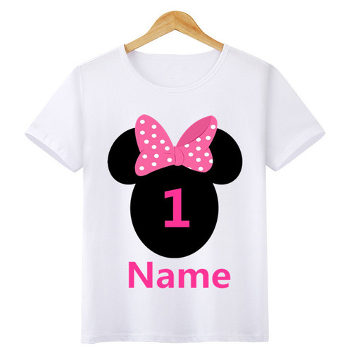 Boys/Girls Birthday Numbers Bow Cartoon Print T Shirt Kids S