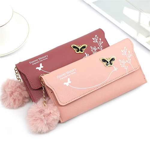 Butterfly Designer Women Long Wallets PU Leather Money Bag S