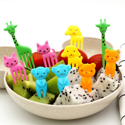 10pcs/set Kids Cute Fork Cutlery Baby Food Feeding Tableware