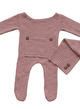 2 Pcs Baby Hat Bodysuit Set Newborn Photography Props Knitte