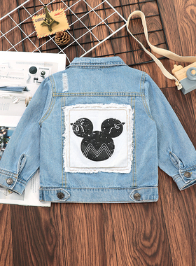 Baby Boys Girls Denim Mickey Mouse Jackets Kids Cartoon Spri