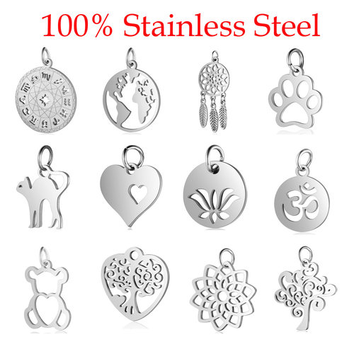 5pcs/lot 100% Stainless Steel Dog Paw Cat Animal Charm Whole