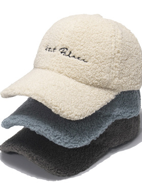 SWAK New Lamb Fur Hats Women Letter Baseball Cap Autumn Wint