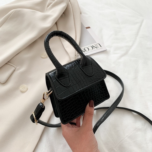 Mini Tote Bag  Crocodile Pattern Flip Messenger Crossbody Ba