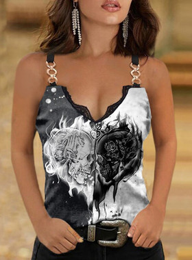 2021 Ladies Fashion Tank Top Summer Lace Chain Strap Woman C