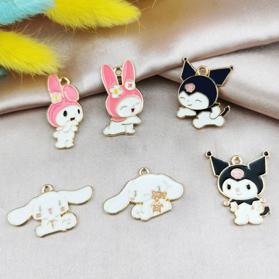 10pcs Alloy Dripping Oil Cartoon Cute Rabbit Dog Pendant Cha
