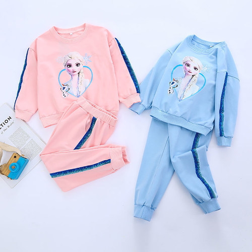Girls Frozen Elsa Princess Clothes Cartoon Clothing Set 2pcs