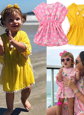 Kids Girls Beach Cover Up Tassels Girls Dress Tunic Pareos B