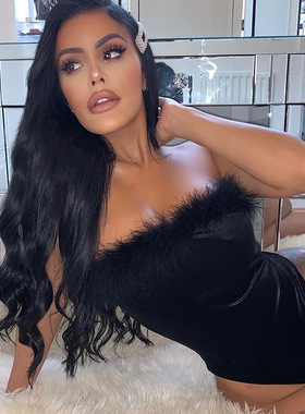 BKLD Black Off Shoulder With Feather Women Bodysuit Bodycon