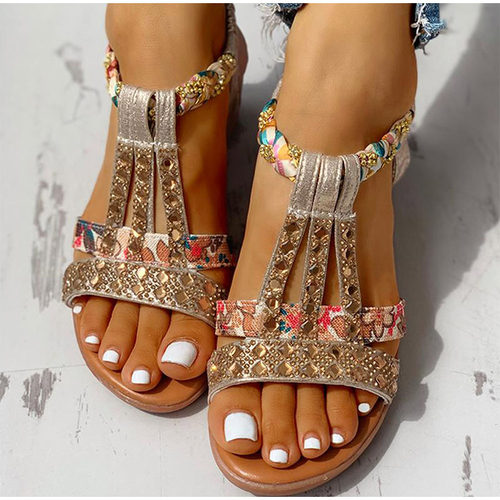 Women's Sandals Summer Bohemia Platform Wedges Shoes Crystal