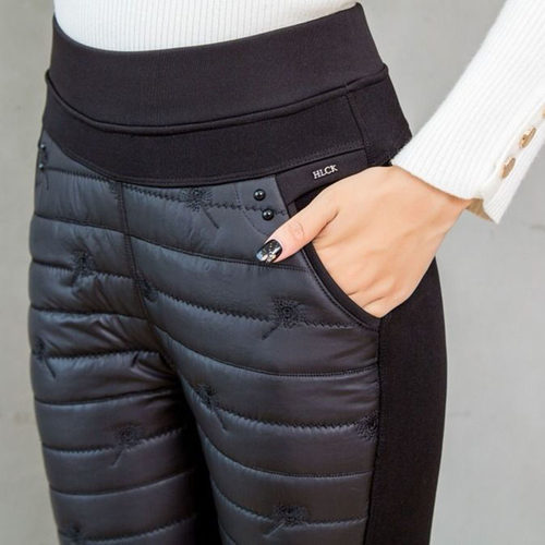 Winter Embroidery Trousers Women Fashion Down Cotton Warm Ve