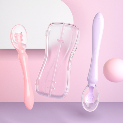 Soft Silicone Baby Spoon with Storage Box Temperature Sensin