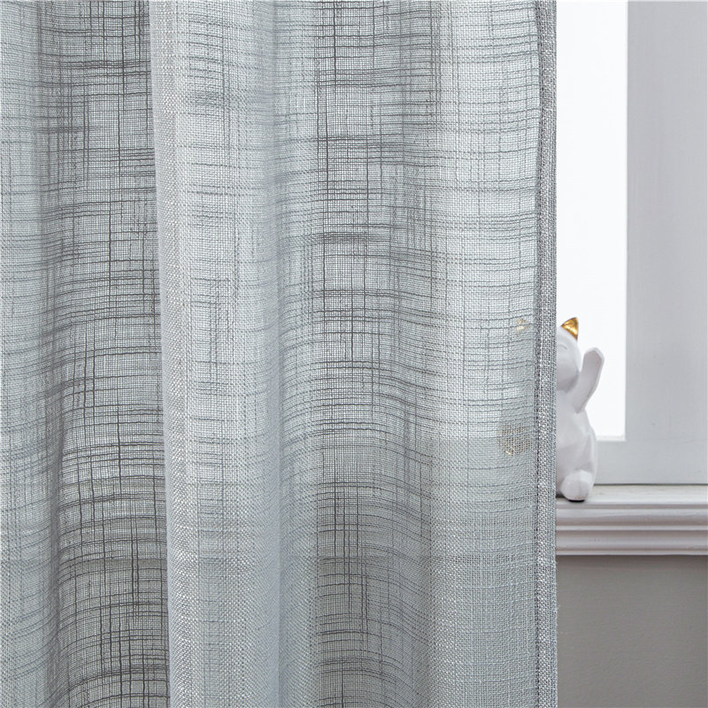 Grey Linen Semi-Shading Curtains For Living Room Bedroom Hom