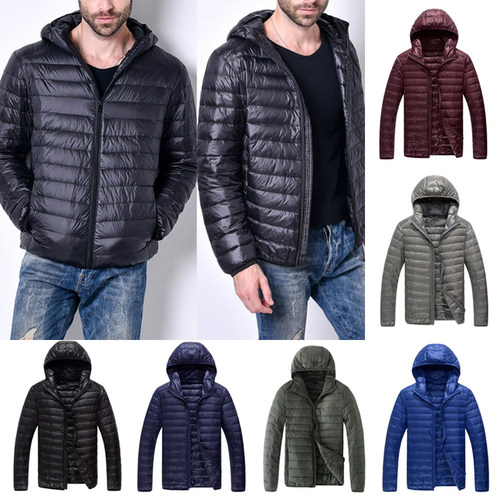 2021 Men Autumn Winter Light Down Jacket Men's Fashion Hoode