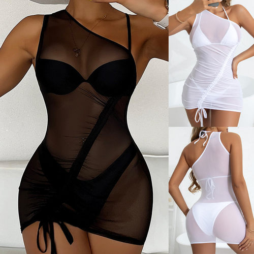 Sexy Women Beach Dress Mesh Bathing Suit Cover Up Sheer Biki