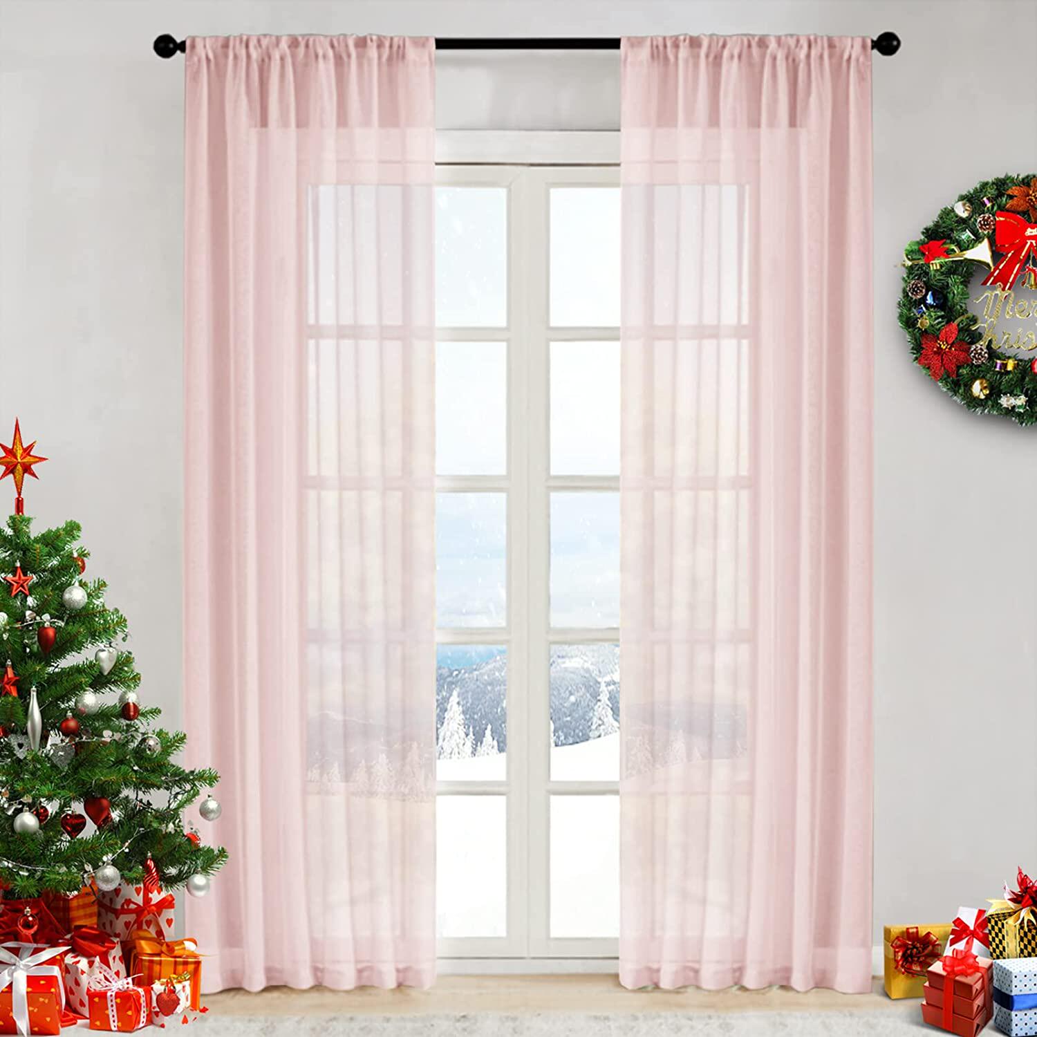 MRES Solid Sheer Window Curtains for living room the Bedroom