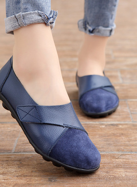 Woman's Flats Shoes woman Soft Genuine Leather Big Size Boat