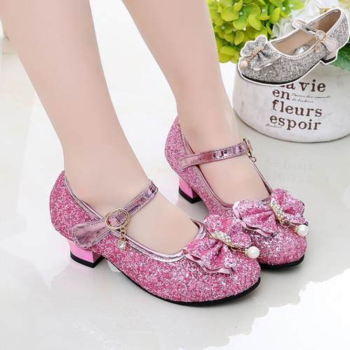 Kids Leather Shoes Girls Wedding Dress Shoes Children Elsa P