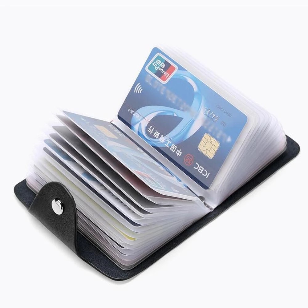 PU Function 24 Bits Credit Card Holder Solid Color Card Case