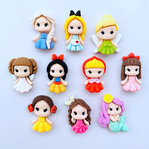 20Pcs New Cute Resin Mini Cartoon Princess Flat Back Cabocho