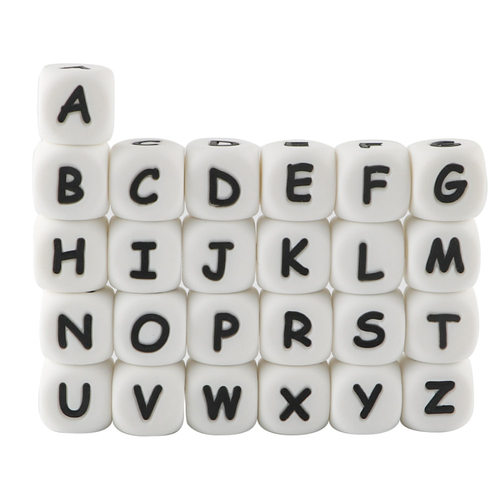 Kovict 100pcs Alphabet English Silicone Letter Beads 12mm Ba