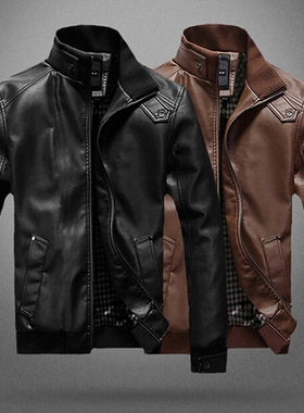 New PU Leather Jacket For Men Autumn Spring Men's Fitness Fa