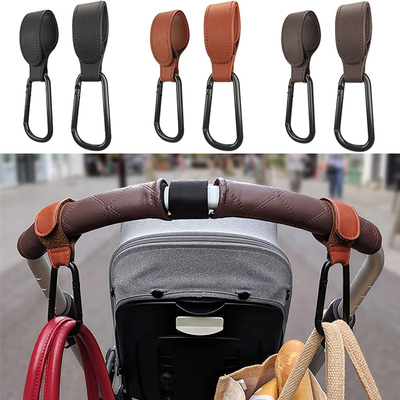 1/2pcs PU Leather Baby Bag Stroller Hook Pram Rotate 360 Deg