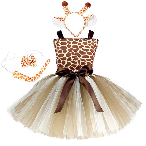 1Set Giraffe Girls Tutu Dress Outfit Zoo Animal Kid Christma